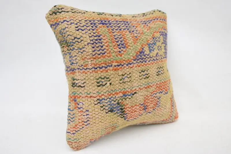Office Chair Cushion Case, Bolster Cushion, Knitted Pillow, Cushion, 12x12 Orange Pillow Case, Vintage Pillow, Kilim Pillow, Pillow for Couch - 2