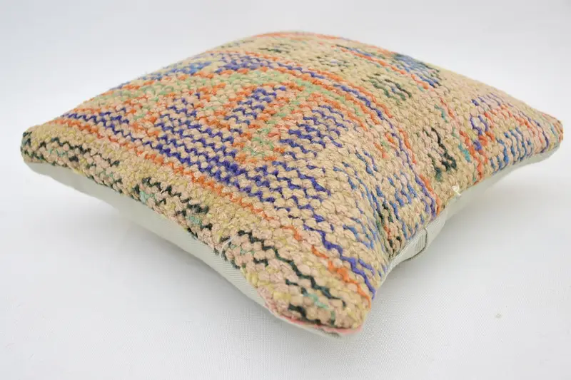 Office Chair Cushion Case, Bolster Cushion, Knitted Pillow, Cushion, 12x12 Orange Pillow Case, Vintage Pillow, Kilim Pillow, Pillow for Couch - 6