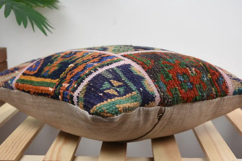 Boho Pillow Sham Cover, 16x16 Blue Pillow Case, Pillow for Couch, Interior Designer Pillow, Pastel Cushion, Cushion, Ethnic Pillow Cover Pillow Sham - 4