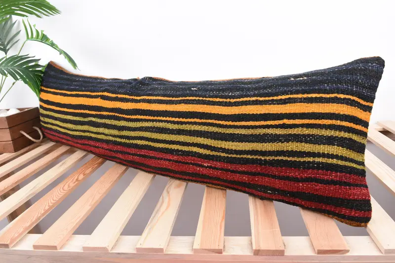 12x43 Orange Pillow Case, Pillow Sham, Boho Pillow, Aztec Cushion Cover, Pet Pillow, Boho Pillow Sham Cover, Kilim Cushion Sham - 5