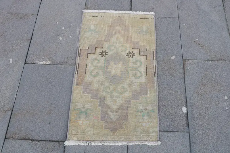 1,5x2,6 ft türkischer Vintage-Teppich, kleiner Teppich, Oushak-brauner Wollteppich - 1