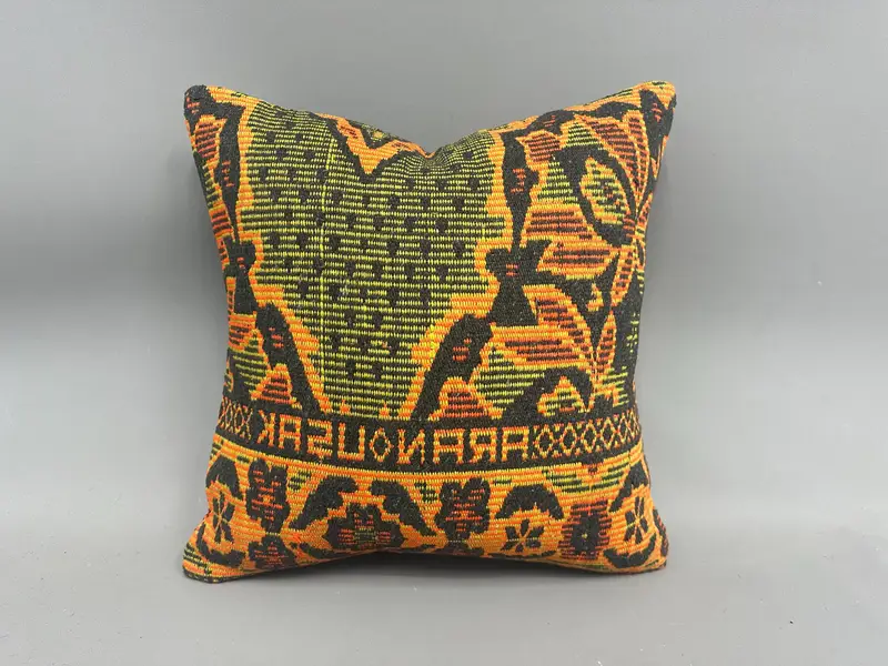 Pillow Sham, Interior Designer Pillow, Kilim Cushion Sham, 18x18 Green Pillow Cover, Customized Pillow Case, Ethnical Kilim Rug Pillow - 4