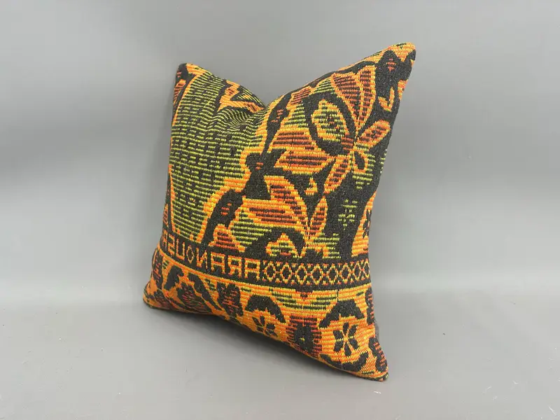 Pillow Sham, Interior Designer Pillow, Kilim Cushion Sham, 18x18 Green Pillow Cover, Customized Pillow Case, Ethnical Kilim Rug Pillow - 3