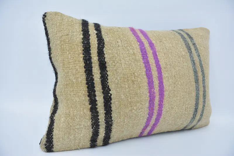 Vintage Kilim Throw Pillow, Kilim Pillow, Pattern Throw Cushion, Pillow Case, 16x24 Beige Cushion, Gift Pillow, Bed Pillow Case, Luxury Pillow Sham - 3