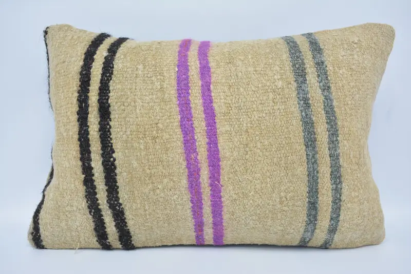 Vintage Kilim Throw Pillow, Kilim Pillow, Pattern Throw Cushion, Pillow Case, 16x24 Beige Cushion, Gift Pillow, Bed Pillow Case, Luxury Pillow Sham - 1