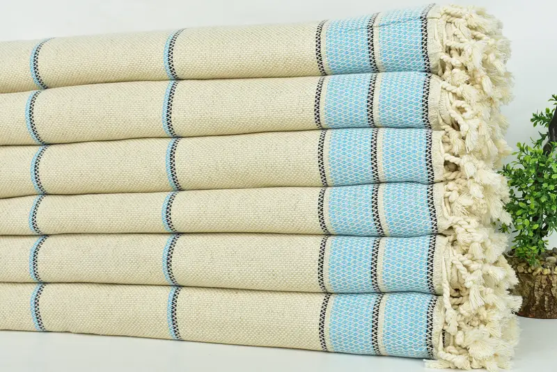 Custom Shower Curtain, Organic Throw, Woven Blanket, Bridesmaid Gifts, Home Gift, 104x96 Cotton Striped Towel, Custom Blanket, Turkish Towel Blanket - 3