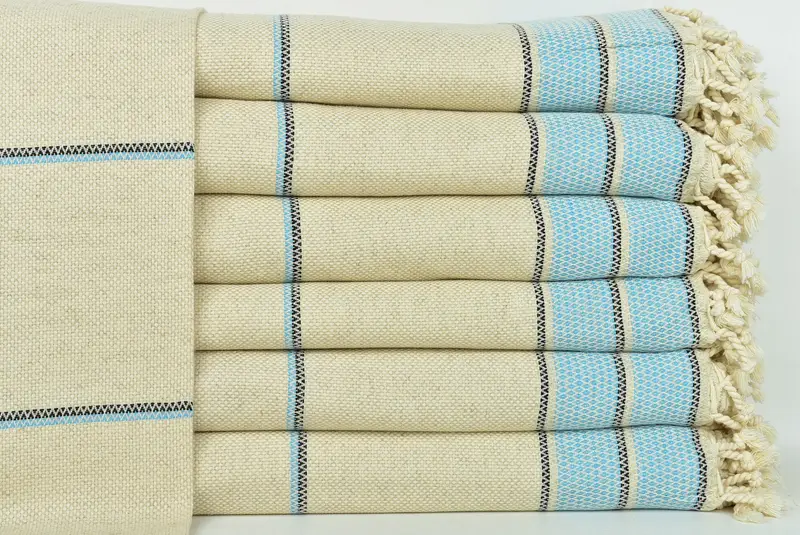 Custom Shower Curtain, Organic Throw, Woven Blanket, Bridesmaid Gifts, Home Gift, 104x96 Cotton Striped Towel, Custom Blanket, Turkish Towel Blanket - 1