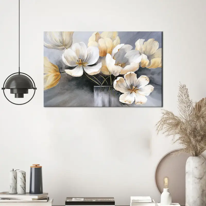 Luxury Abstract Flower Painting Print on Modern Canvas