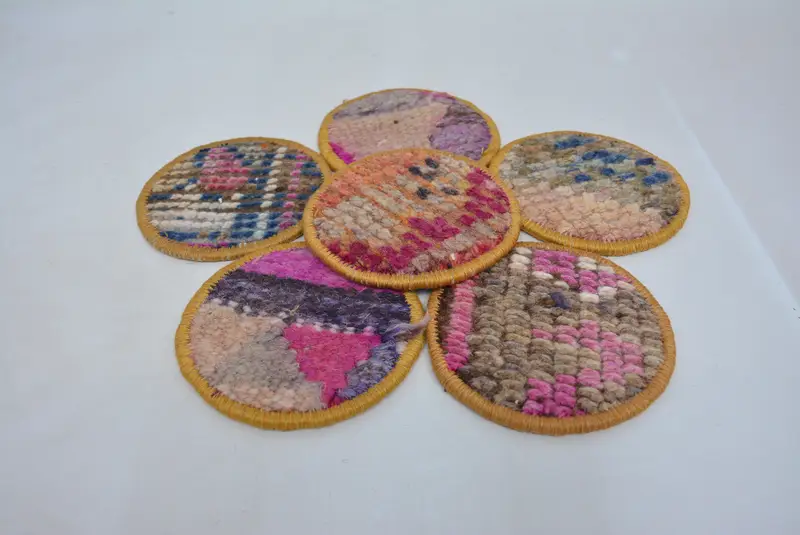 Bohem Yuvarlak Bardak Altlığı, Mutfak Dekoru için Pembe ve Bronz Bardak Altlığı