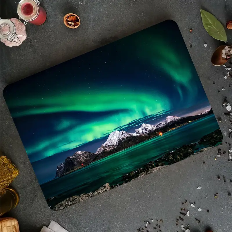 Aurora'dan Esinlenen Cam Kesme Tahtası, Temperli, Kaymaz, Mutfağın Temeli