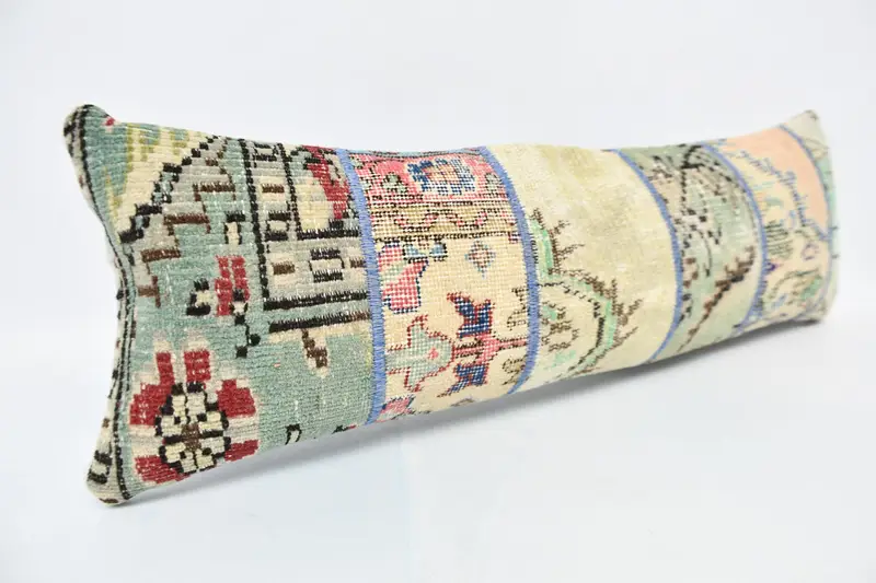 Cushion Cover, Nomadic Pillow Cover, 12x36 Green Pillow Cover, Vintage Pillow, Kilim Cushion Sham, Kilim Pillow Cover, Retro Cushion Cover - 3