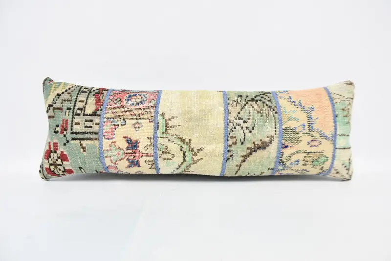 Cushion Cover, Nomadic Pillow Cover, 12x36 Green Pillow Cover, Vintage Pillow, Kilim Cushion Sham, Kilim Pillow Cover, Retro Cushion Cover - 1