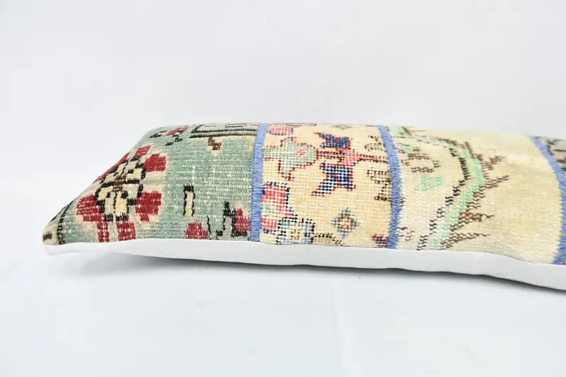 Cushion Cover, Nomadic Pillow Cover, 12x36 Green Pillow Cover, Vintage Pillow, Kilim Cushion Sham, Kilim Pillow Cover, Retro Cushion Cover - 5