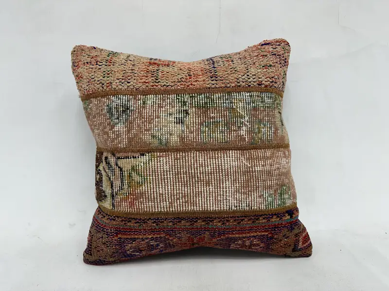 Kilim Pillow, Vintage Throw Pillow Cover, Pattern Throw Pillow Case, Vintage Pillow, Interior Designer Pillow, 20x20 Green Pillow, Pillow Sham - 1