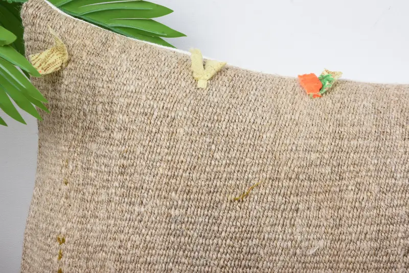 Wool Kilim Pillow Pillow Case, Pillow for Sofa, Gift Pillow, Vintage Pillow Cover, Handmade Kilim Cushion, Cushion Cover, 12x20 Beige Pillow - 2