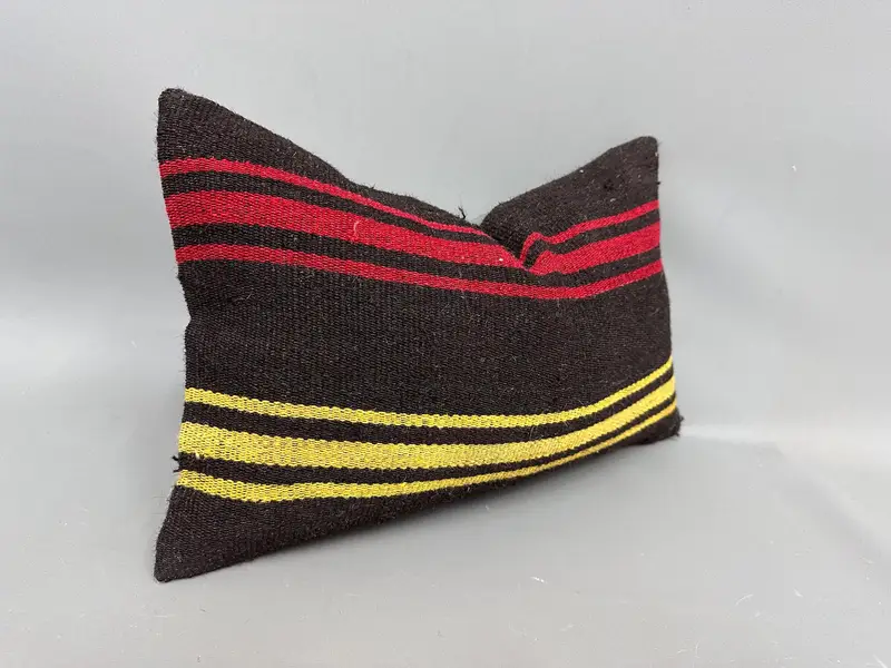 Handmade Kilim Cushion, Vintage Kilim Throw Pillow, Home Decor Pillow, Ethnic Throw Cushion Cover, Pillow Case, 12x20 Brown Pillow Sham - 2
