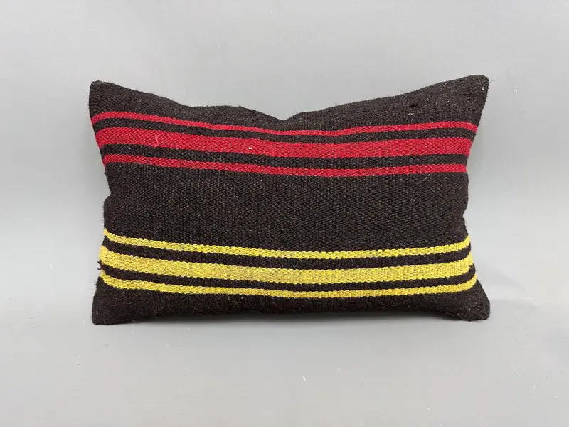 Handmade Kilim Cushion, Vintage Kilim Throw Pillow, Home Decor Pillow, Ethnic Throw Cushion Cover, Pillow Case, 12x20 Brown Pillow Sham - 4