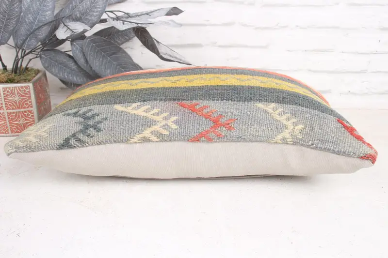 Ethnical Kilim Rug Pillow, Handmade Cushion Case, 12x20 Red Cushion Case, Boho Pillow, Luxury Pillow, Pillow for Couch, Pillow Case - 5