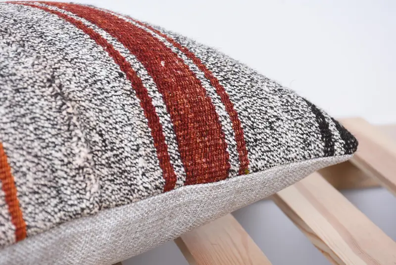 Meditation Cushion Case, Ethnical Kilim Rug Pillow, Interior Designer Pillow, Vintage Pillow, 12x24 Orange Pillow Sham, Pillow Case - 7