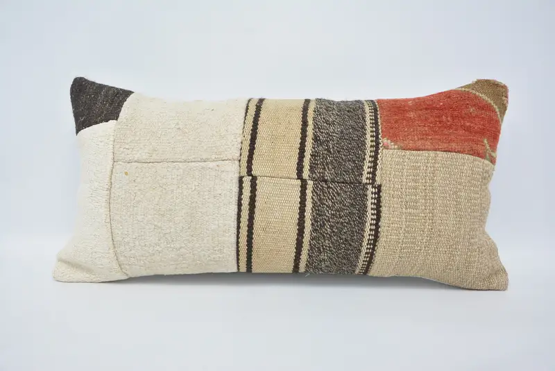 Home Decor Pillow, Toss Pillow Case, Kilim Pillow, Turkish Kilim Pillow, 12x24 White Pillow Sham, Pillow Cover, Sustainable Cushion Case - 1