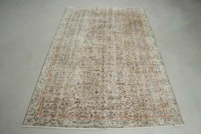 Brown, Green Patchwork Rug, 4,5x7,3 ft Chic Decor