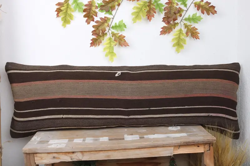 Boho Pillow Sham Cover, Cushion Cover, Antique Pillows, Anatolian Cushion Case, 16x48 Brown Cushion, Natural Pillow Case, Home Decor Pillow - 2