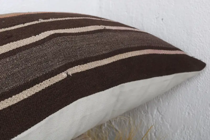 Boho Pillow Sham Cover, Cushion Cover, Antique Pillows, Anatolian Cushion Case, 16x48 Brown Cushion, Natural Pillow Case, Home Decor Pillow - 5