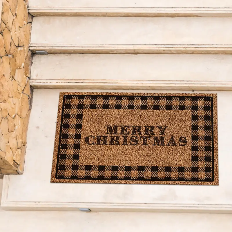 Elegant Printed Rug: Modern Merry Christmas Doormat Design