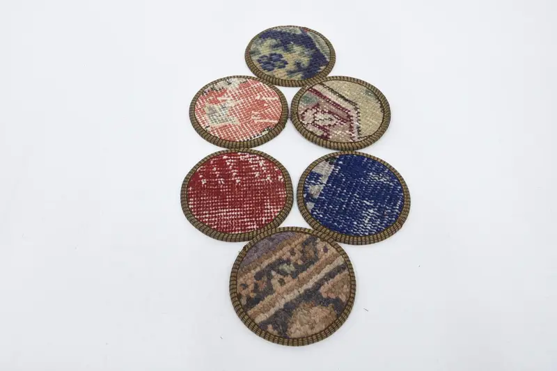 Bohemian Round Coaster, Red and Bronze Kitchen Decor Coaster