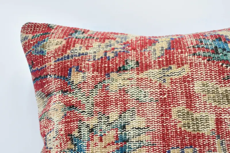 Sofa Bolster Cushion Case, Kilim Pillow, Pillow, Vintage Kilim Throw Pillow, Seat Pillow Cover, Pillow for Sofa, 28x28 Red Cushion Cover - 2