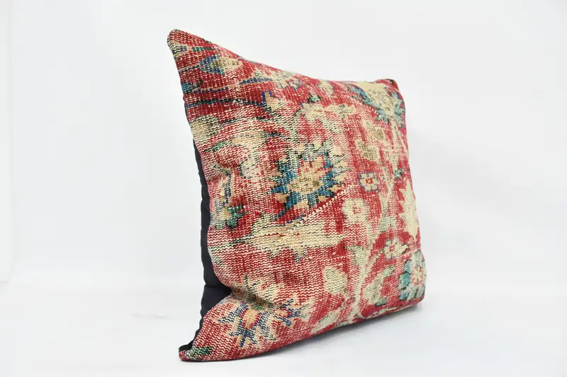 Sofa Bolster Cushion Case, Kilim Pillow, Pillow, Vintage Kilim Throw Pillow, Seat Pillow Cover, Pillow for Sofa, 28x28 Red Cushion Cover - 3