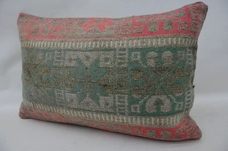 Kilim Pillow, Gift Pillow, Pillow for Couch, Handmade Rug Seat Cushion Case, Outdoor Pillow Cover, 16x24 Green Pillow Sham, Pillow Sham - 3