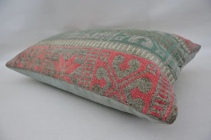 Kilim Pillow, Gift Pillow, Pillow for Couch, Handmade Rug Seat Cushion Case, Outdoor Pillow Cover, 16x24 Green Pillow Sham, Pillow Sham - 6
