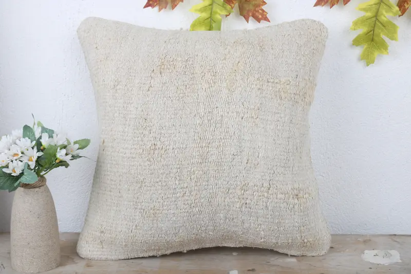Lounge Throw Cushion, Garden Cushion, 16x16 White Cushion Cover, Cushion Case, Gift Pillow, Turkish Kilim Pillow, Kilim Pillow Cover - 2