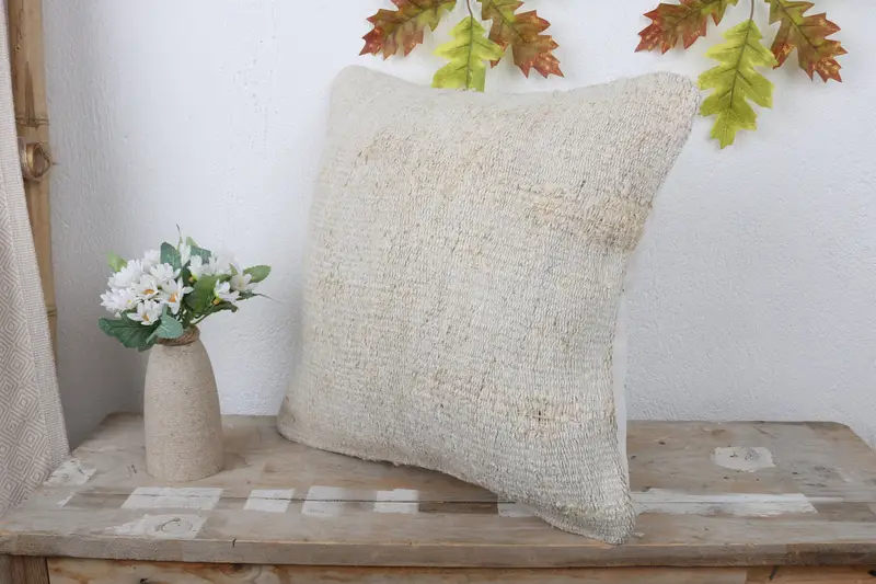 Lounge Throw Cushion, Garden Cushion, 16x16 White Cushion Cover, Cushion Case, Gift Pillow, Turkish Kilim Pillow, Kilim Pillow Cover - 4