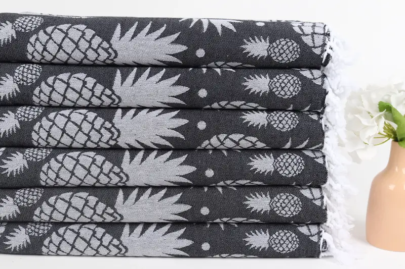 Wedding Favors, Christmas Gift, Lightweight Turkish towel, Bridesmaid Gift, 70x36 Cotton Pineapple Design Towel, Bridemaids Beach Towel - 4