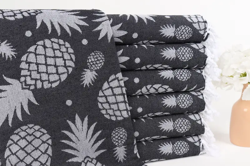 Wedding Favors, Christmas Gift, Lightweight Turkish towel, Bridesmaid Gift, 70x36 Cotton Pineapple Design Towel, Bridemaids Beach Towel - 2
