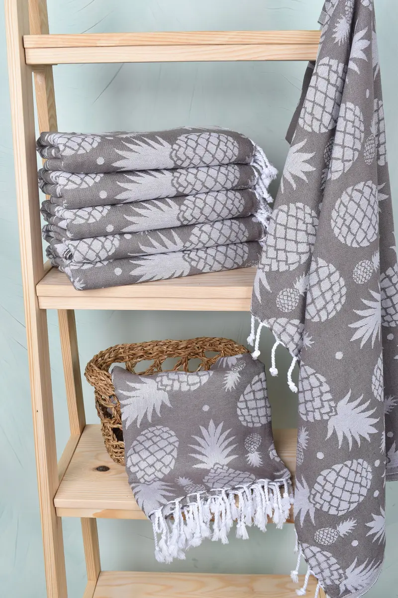 Organic Beach Towel, Monogrammed Beach Towel, 70x36 Cotton Pineapple Design Towel, Turkish towel, Personalized Gift For Her, Personalized Towel - 4