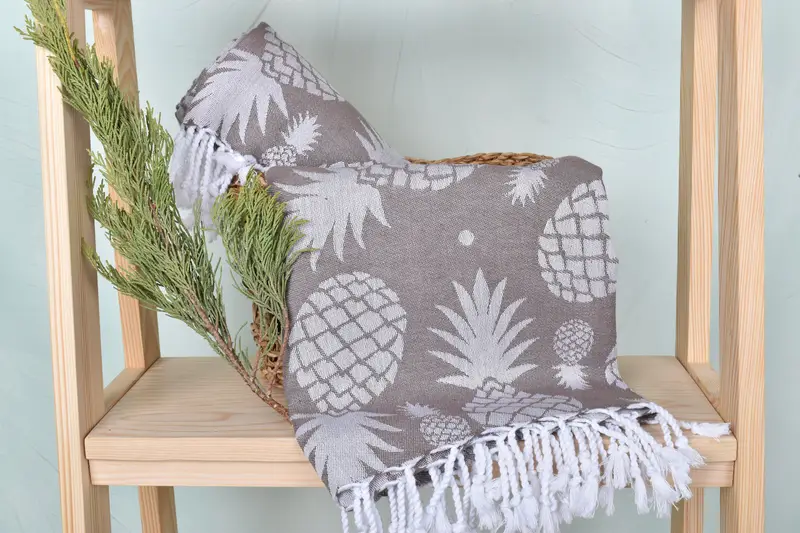 Organic Beach Towel, Monogrammed Beach Towel, 70x36 Cotton Pineapple Design Towel, Turkish towel, Personalized Gift For Her, Personalized Towel - 5