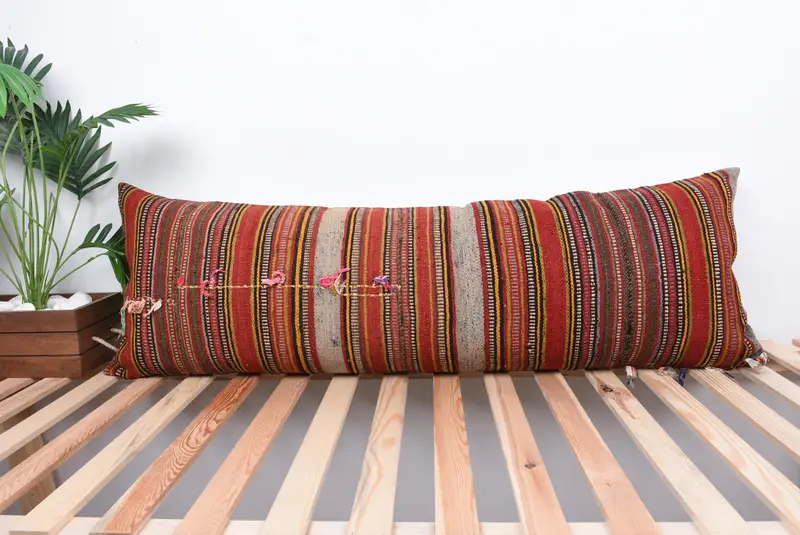 Pillow for Sofa, Oriental Pillow Sham, 16x48 Red Cushion, Antique Pillows, Personalized Gift Pillow Pillow Case, Handmade Kilim Cushion, Pillow Case - 1