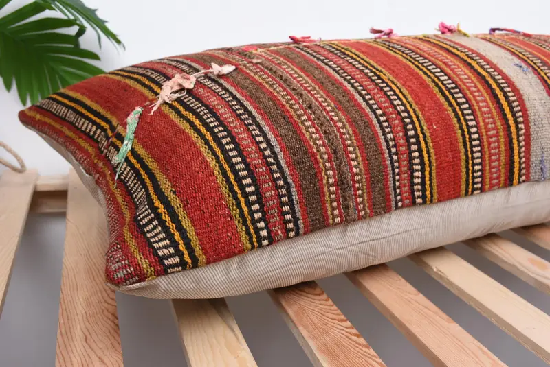 Pillow for Sofa, Oriental Pillow Sham, 16x48 Red Cushion, Antique Pillows, Personalized Gift Pillow Pillow Case, Handmade Kilim Cushion, Pillow Case - 6