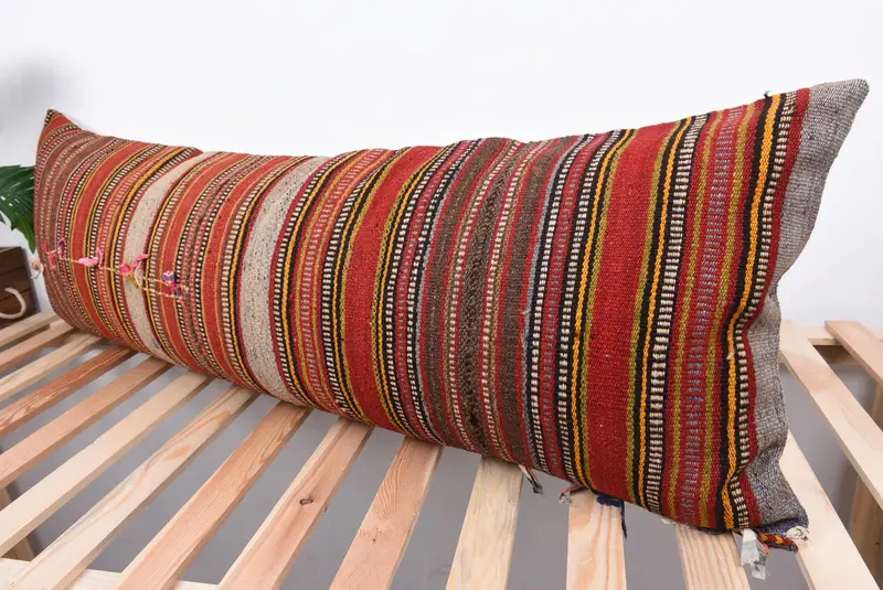 Pillow for Sofa, Oriental Pillow Sham, 16x48 Red Cushion, Antique Pillows, Personalized Gift Pillow Pillow Case, Handmade Kilim Cushion, Pillow Case - 5