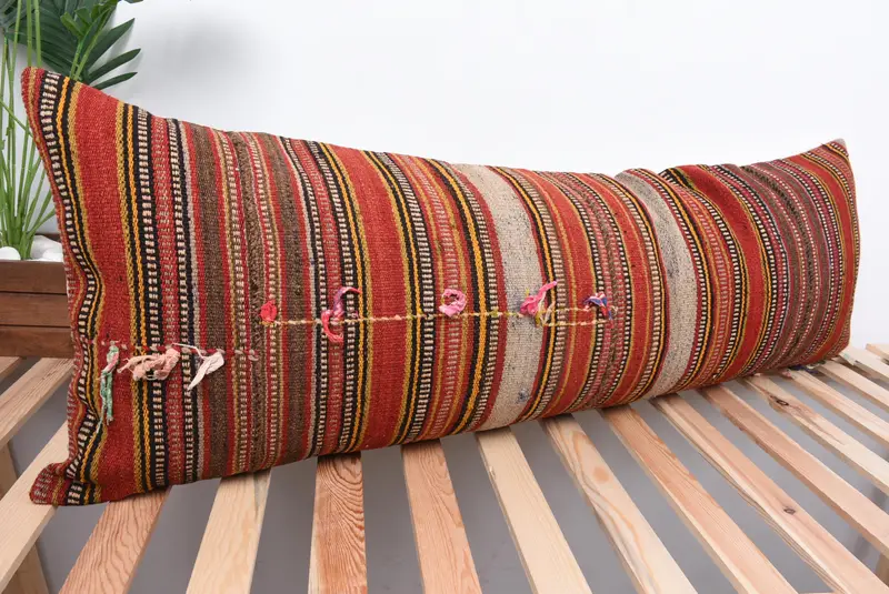 Pillow for Sofa, Oriental Pillow Sham, 16x48 Red Cushion, Antique Pillows, Personalized Gift Pillow Pillow Case, Handmade Kilim Cushion, Pillow Case - 4