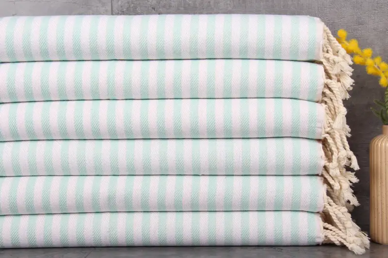 Face Towel Turkish Cotton Beige Stripes, 18x40 Inches