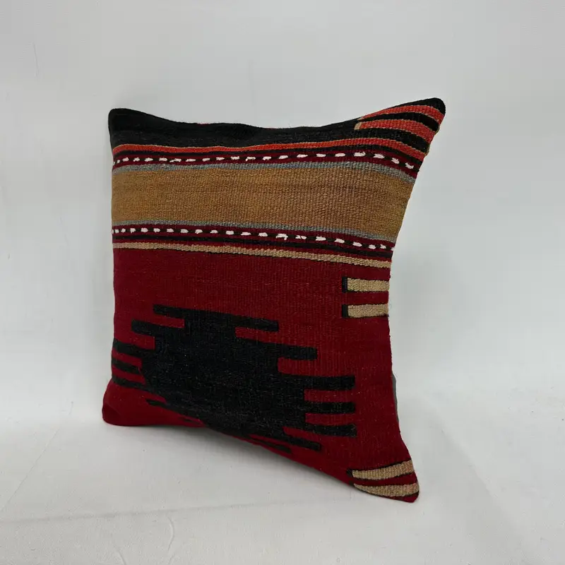 Kissen, Kilim Kissen, 16x16 Rotes Kissen, Kilimkissenschein, Designer -Wurfkissen, neutrales Wurfkissenabdeckung, handgefertigtes Kilimkissen - 3