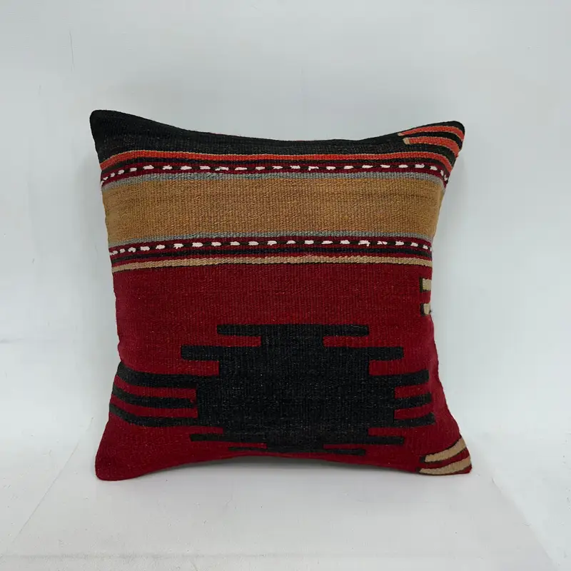 Kissen, Kilim Kissen, 16x16 Rotes Kissen, Kilimkissenschein, Designer -Wurfkissen, neutrales Wurfkissenabdeckung, handgefertigtes Kilimkissen - 1