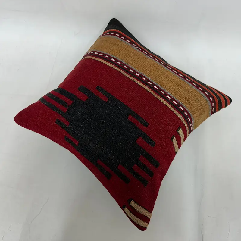 Kissen, Kilim Kissen, 16x16 Rotes Kissen, Kilimkissenschein, Designer -Wurfkissen, neutrales Wurfkissenabdeckung, handgefertigtes Kilimkissen - 6