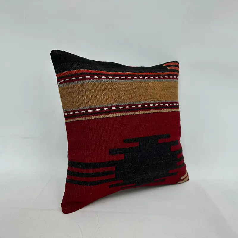 Kissen, Kilim Kissen, 16x16 Rotes Kissen, Kilimkissenschein, Designer -Wurfkissen, neutrales Wurfkissenabdeckung, handgefertigtes Kilimkissen - 2