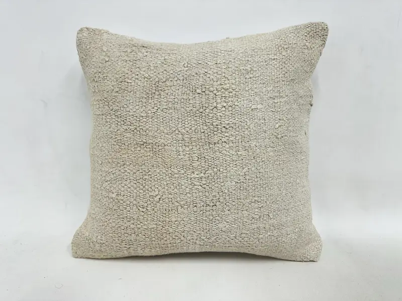 Home Decor Pillow, Kilim Pillow, Muted Cushion Case, Car Cushion Cover, Boho Pillow, 16x16 Beige Cushion, Handmade Pillow Cover, Pillow Case - 1