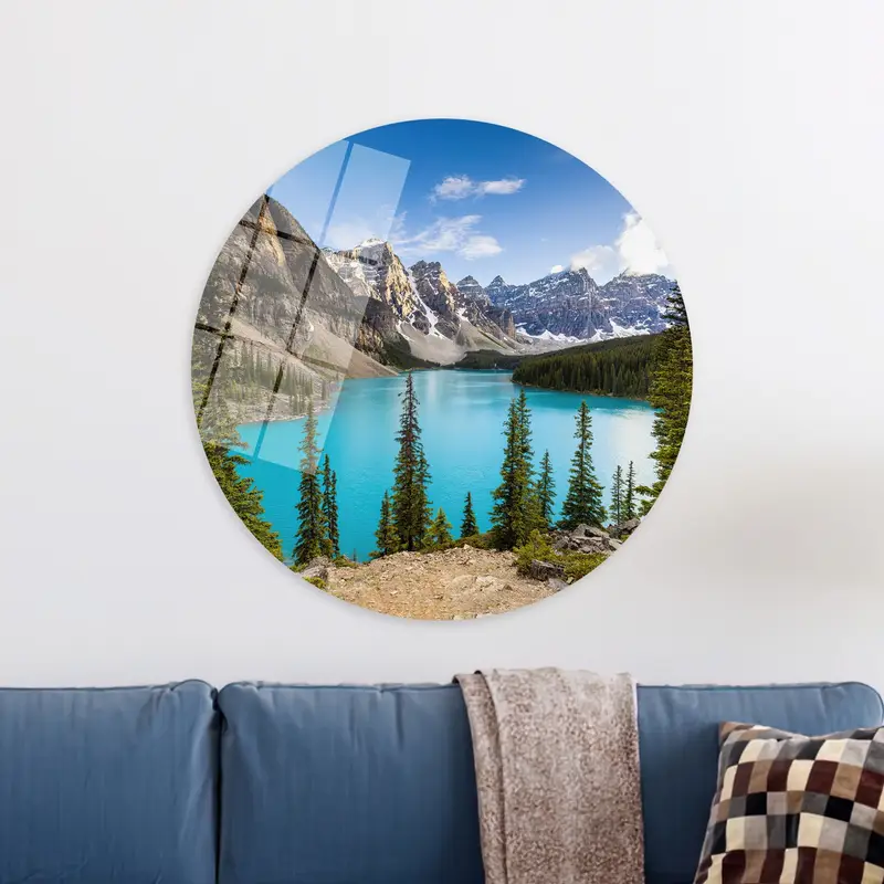 アルバータ湖の風景キャンバス: バンフ ネイチャー ビュー アート プリント